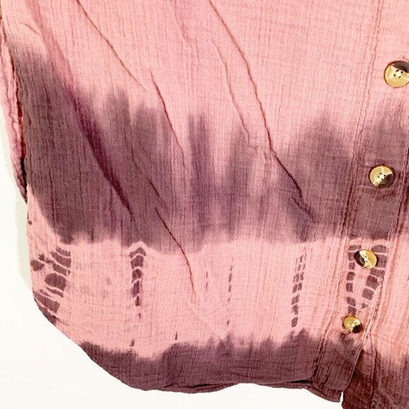 J. Jill purejill ombre tie dye gauzy long sleeve flowy button front top - Picture 4 of 8